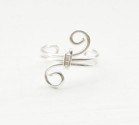Ear Cuff Silver Ear Wrap Swirl Small Ear Cuff Wire Wrapped