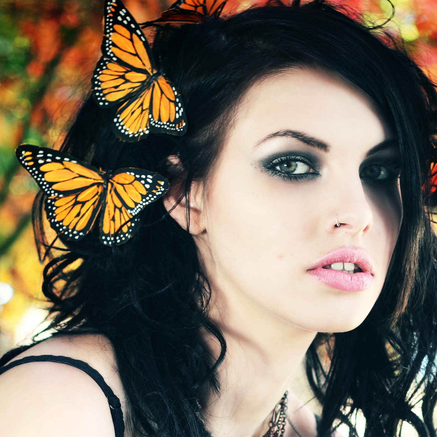 Gold Monarch Butterfly hair clip - Yellow / mustard - SpoiledCherry