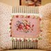 Cottage chic rose and sage vintage embroidery pillow