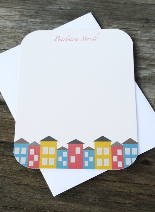 Personalized Row of Homes Stationery - Set of 12