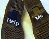 Groom's Wedding Shoe Stickers - Help Me - Silver Glittered Appliques