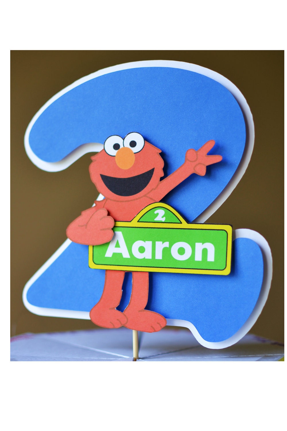 Cake Topper: Elmo Sesame Street Birthday Party Decoration 3-D - CUSTOM Name/Age