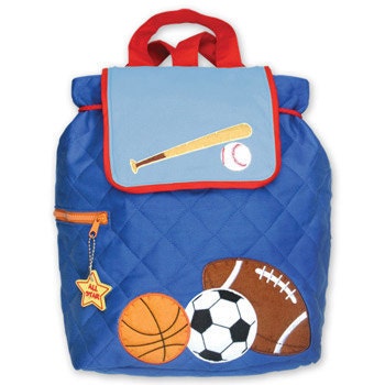 SHIPS NEXT DAY--Personalized Monogrammed Stephen Joseph Kid Quilted Sports Backpack--Free Monogramming--