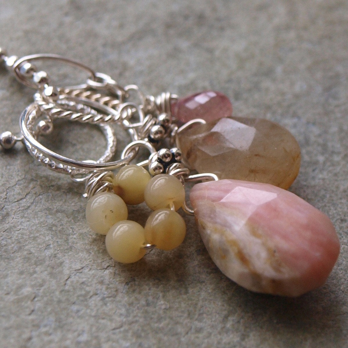 Interchangeable Yellow Opal Flower Charm Pendant