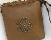 SALE Tobacco Brown Notebook Bag with Antique Antique Brass Adornments Karen Kell Collection