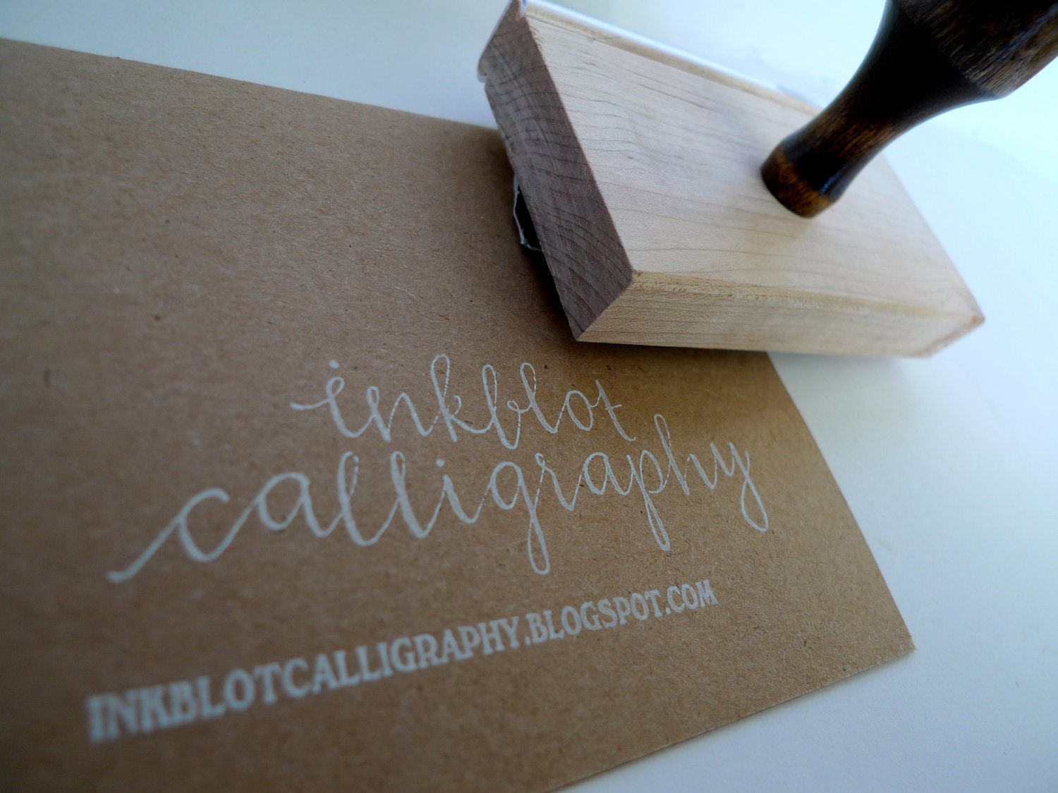 Custom Calligraphy Address Stamp - Wooden handle