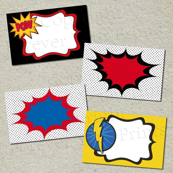 Superhero Buffet Table Labels - Party Favors - INSTANT DOWNLOAD Il_570xn