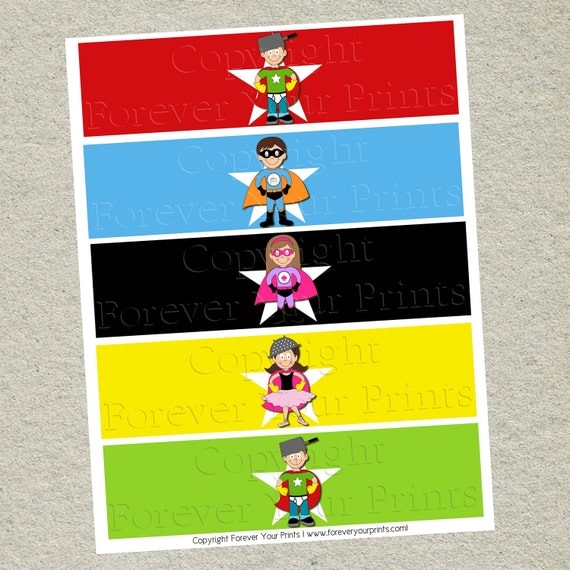 Printable Superhero Bottle Labels - Party Favor - INSTANT DOWNLOAD Il_570xn