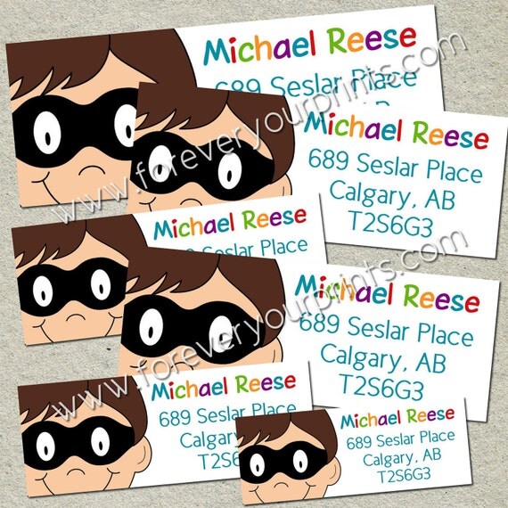 Superhero Return Address Labels - You Print DIY Il_570xn