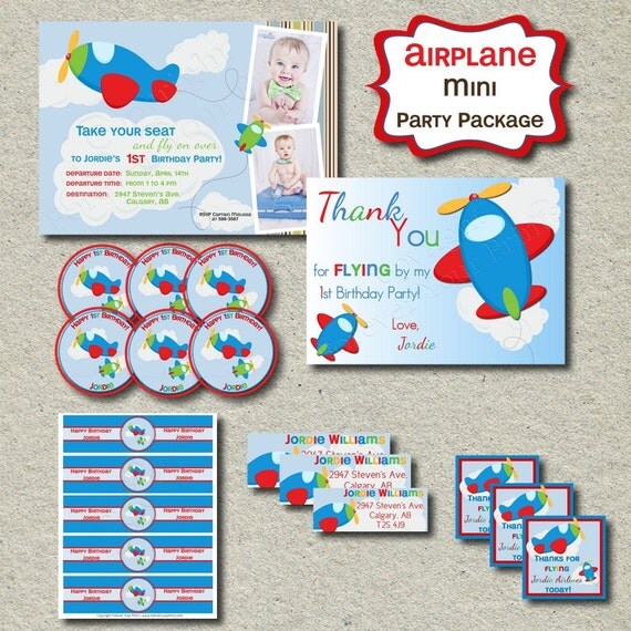 Plane Theme Birthday Party Package - Party Invite - You Print - Forever Your Prints Il_570xn