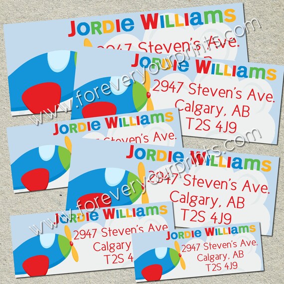 Airplane Return Address Label - Plane Theme Birthday - You Print Il_570xn