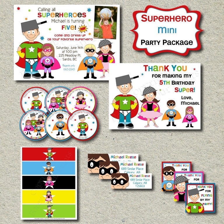 Superhero Birthday Party Package - Printable Party Package Il_570xn