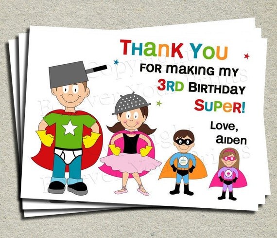 Superhero Thank You Card - Printable Thank You Card Il_570xn