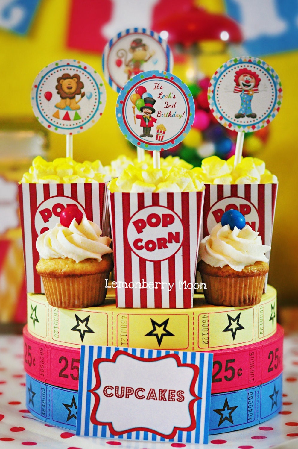 Printable Carnival Circus Popcorn Box -  Party Favors - INSTANT DOWNLOAD