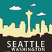 Urban Chic Loft Home Decor Wall Art Travel Poster - Seattle Version 2.0 - 8x10 City Skyline Poster Travel Art