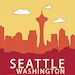 Urban Chic Loft Home Decor Wall Art Travel Poster - Seattle Version 2.0 - 8x10 City Skyline Poster Travel Art