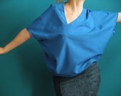 asymmetrical oversized cornflower blue shirt