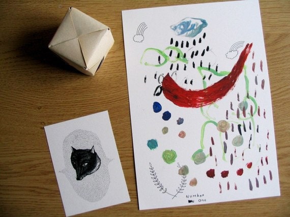 Red and blue dream - original drawing