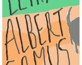 Albert Camus L'étranger Poster, Book Cover Illustration, Mint green, Orange, Dog, Book Illustration, 16.5 x 11.7