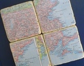 Map Coasters, Massachusetts, Natucket sound Martha's Vineyard
