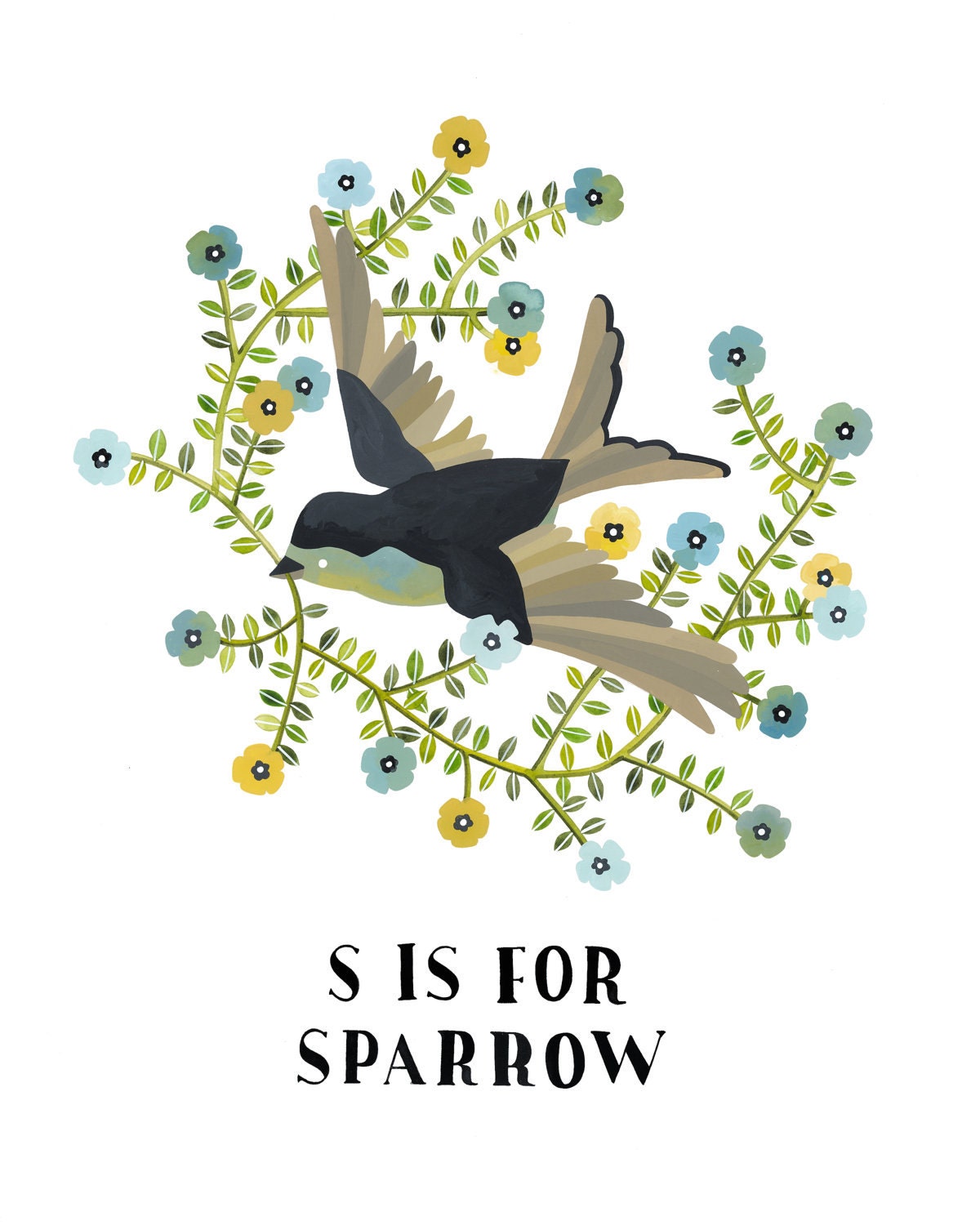 S is for Sparrow- Archival art print