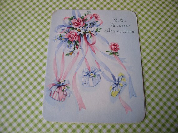 Buy e greeting cards gifts anniversary - Vintage Anniversary Greeting Card - Gifts Packages Flowers Ribbons Bows