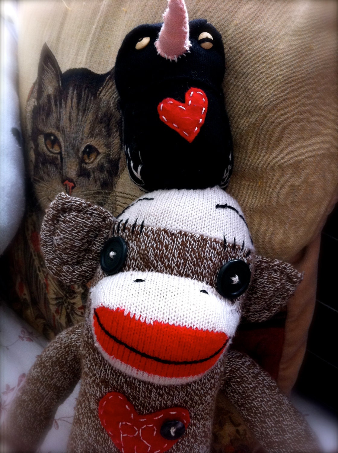 Sock Monkey with Sock Crow made to order by POST STREET