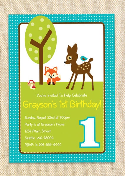 Woodland Birthday invitation - set of 12 Il_170x135