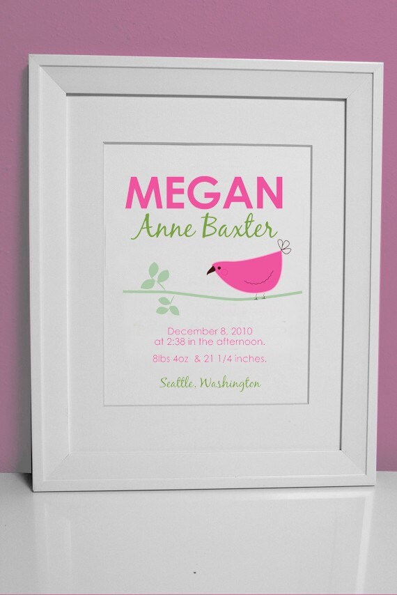 8 x 10 - Custom Birth Announcement Print - POTTERY BARN Penelope Il_570xn