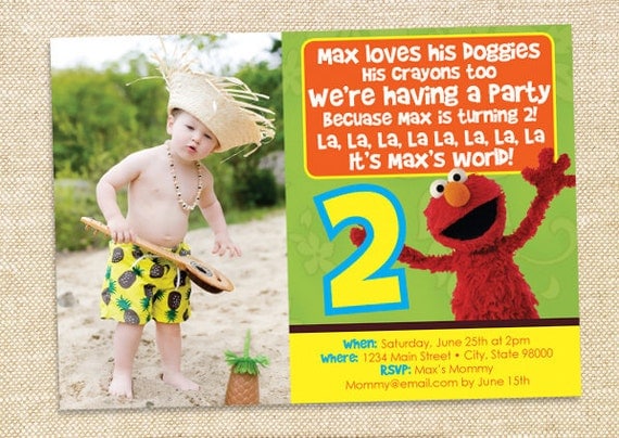 Elmo Birthday invitation - digital file Il_570xn