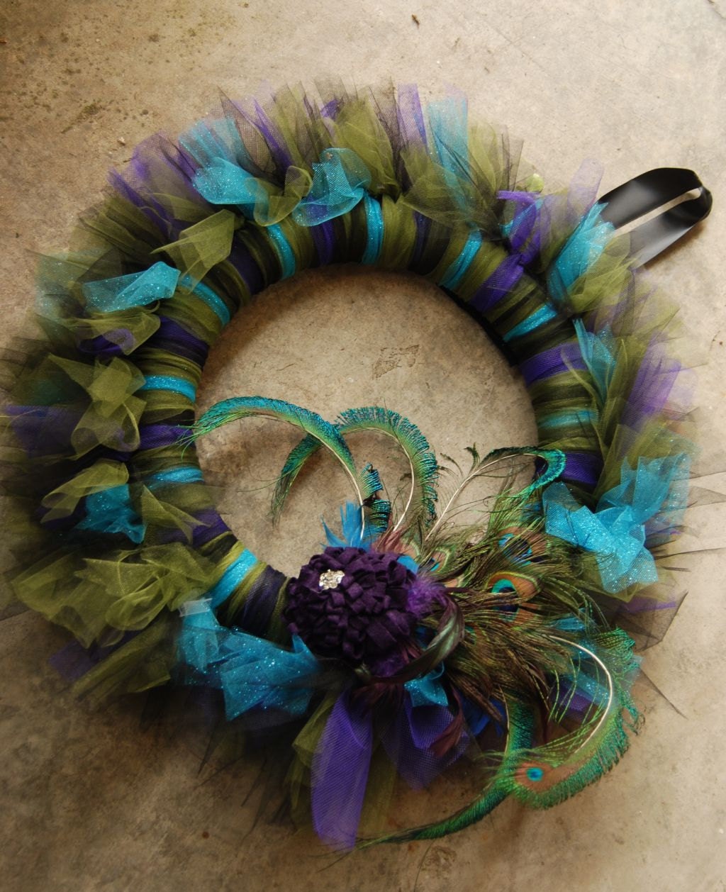 LAST ONE And ready to ship: Jumbo Picky Peacock Tutu Wreath