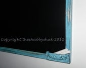 Framed chalkboard, aqua blue Large chalkboard 17 x 23 / Shabby Chic Decor