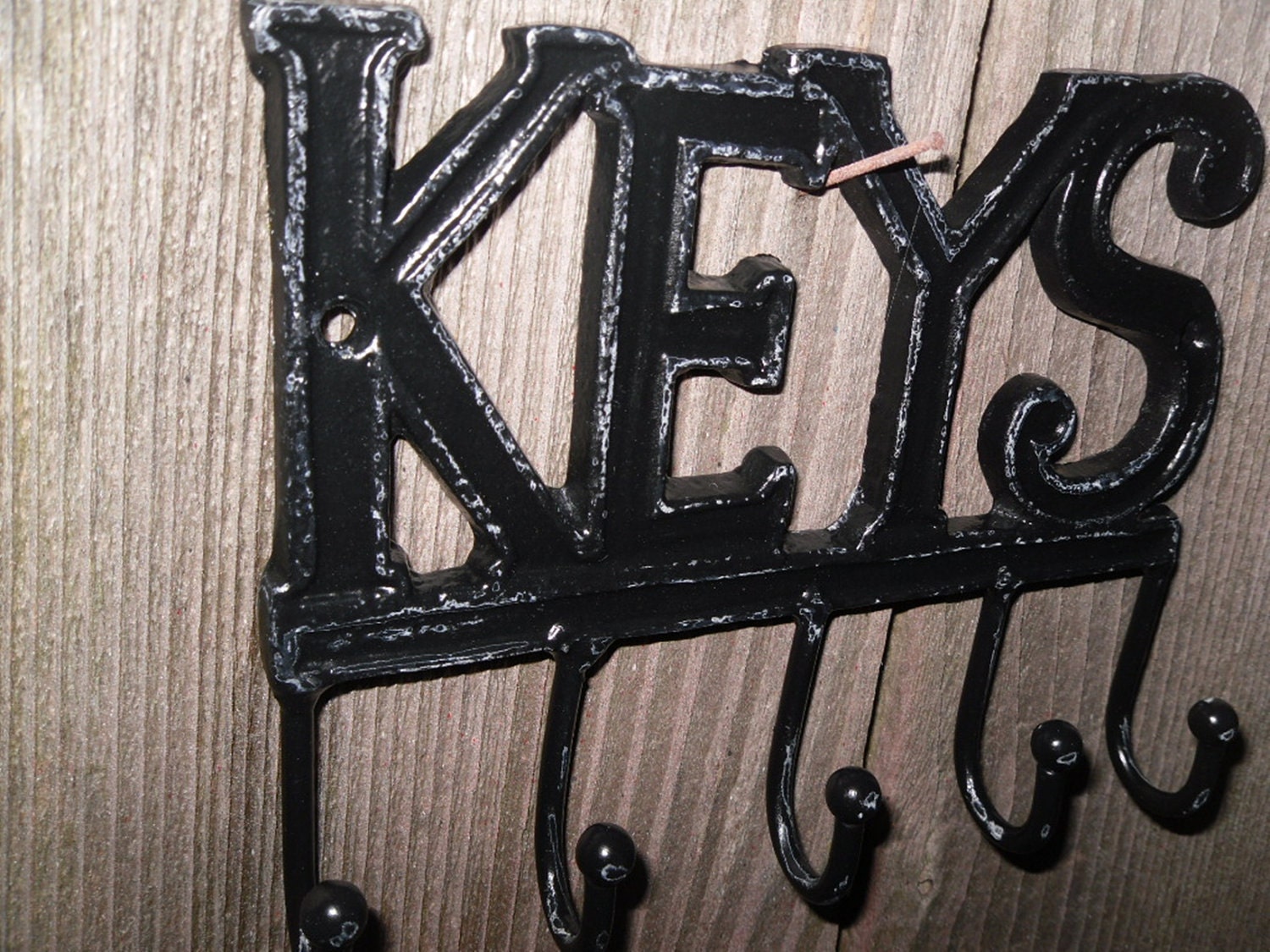 Key Rack/  Rustic Black /Metal wall hook / Key Hanger / Car Keys / House Keys / Shabby Chic Decor