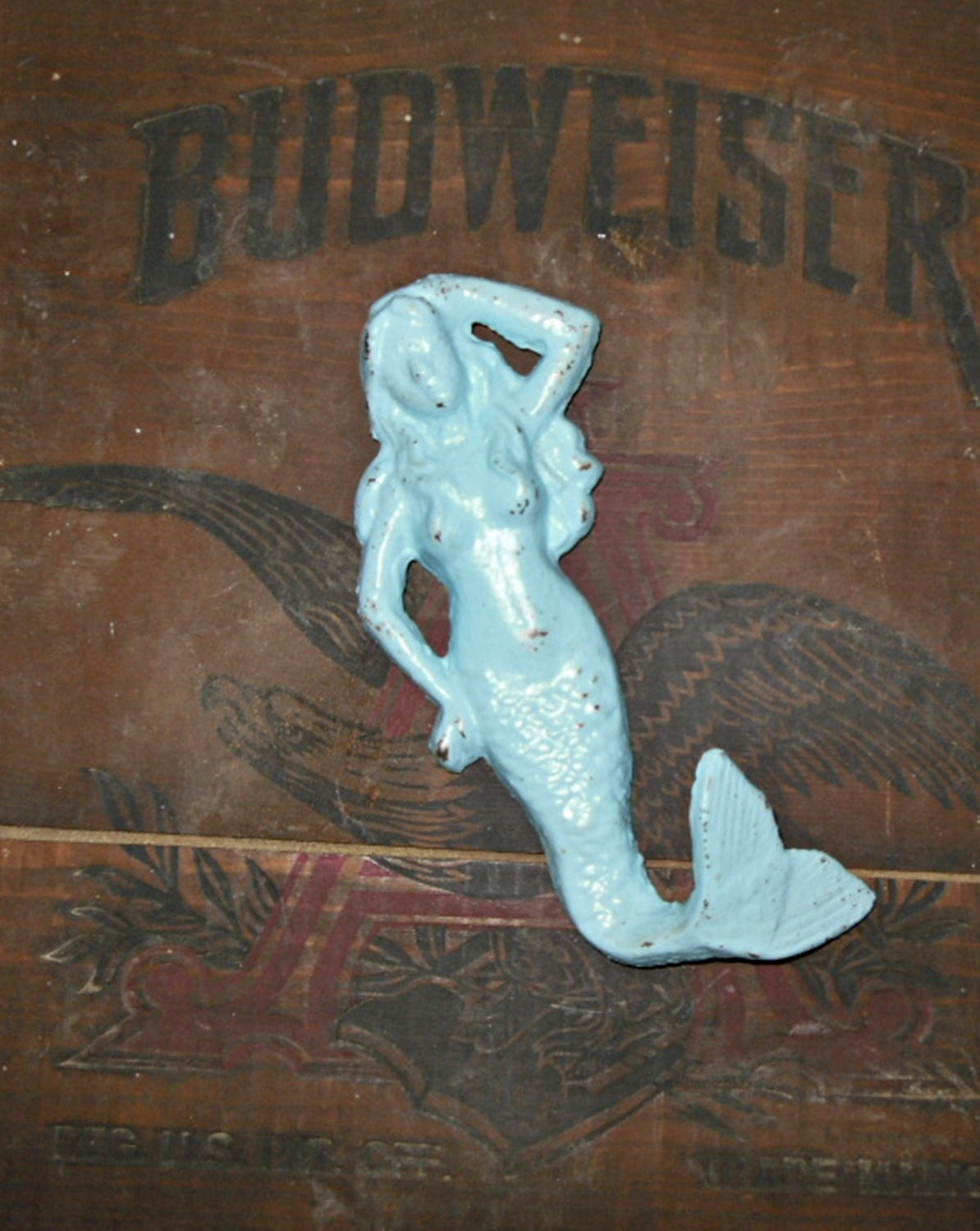 Aqua Mermaid hook/ Nautical / shabby chic wall hook /Metal wall hook /Bathroom hook / Fixture / Shabby Chic Decor