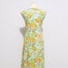 Vintage 70s Mod Floral Print Shift Dress, Light Blue, Orange, Yellow, Medium