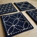 DIY Kit Sashiko Embroidery: Genki Coasters (Set of 4) w/ gray polka dot backing