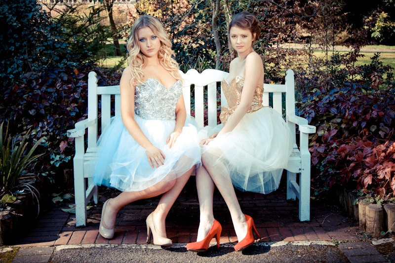 50s Inspired Short Sweetheart Silver Tulle Prom Evening Dress