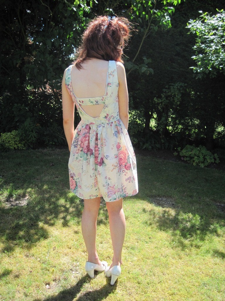 Summer SALE 50s Man Men Style Floral Removable Bow Backless Summer Dress Wedding guest