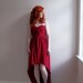 Deep Red Sweetheart Short Front high low hem  Dress - Wedding, Evening, Grecian UK Ethical Designer mullet hem Ready to ship Free Shipping