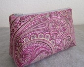 Cosmetic Bag - Pink and Green Paisley
