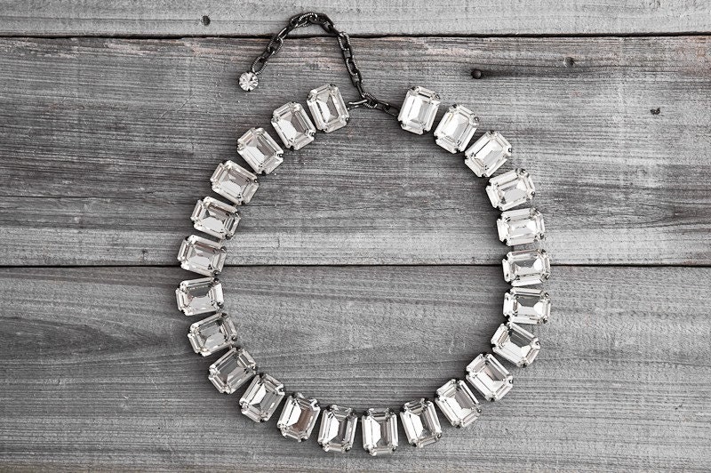 Vintage Chunky Rhinestone Necklace - FREE SHIPPING