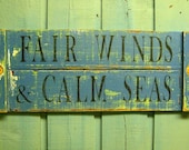 Beach House Sign Fair Winds & Calm Seas Weathered Wood Wall Art