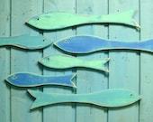 Fish Sign Wall Art Fishy Fish Large School of Fish 6 Beach Lake House Decor