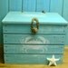 Crab Crate Side Table Treasure Chest Trunk in Turquoise - Ready to Ship