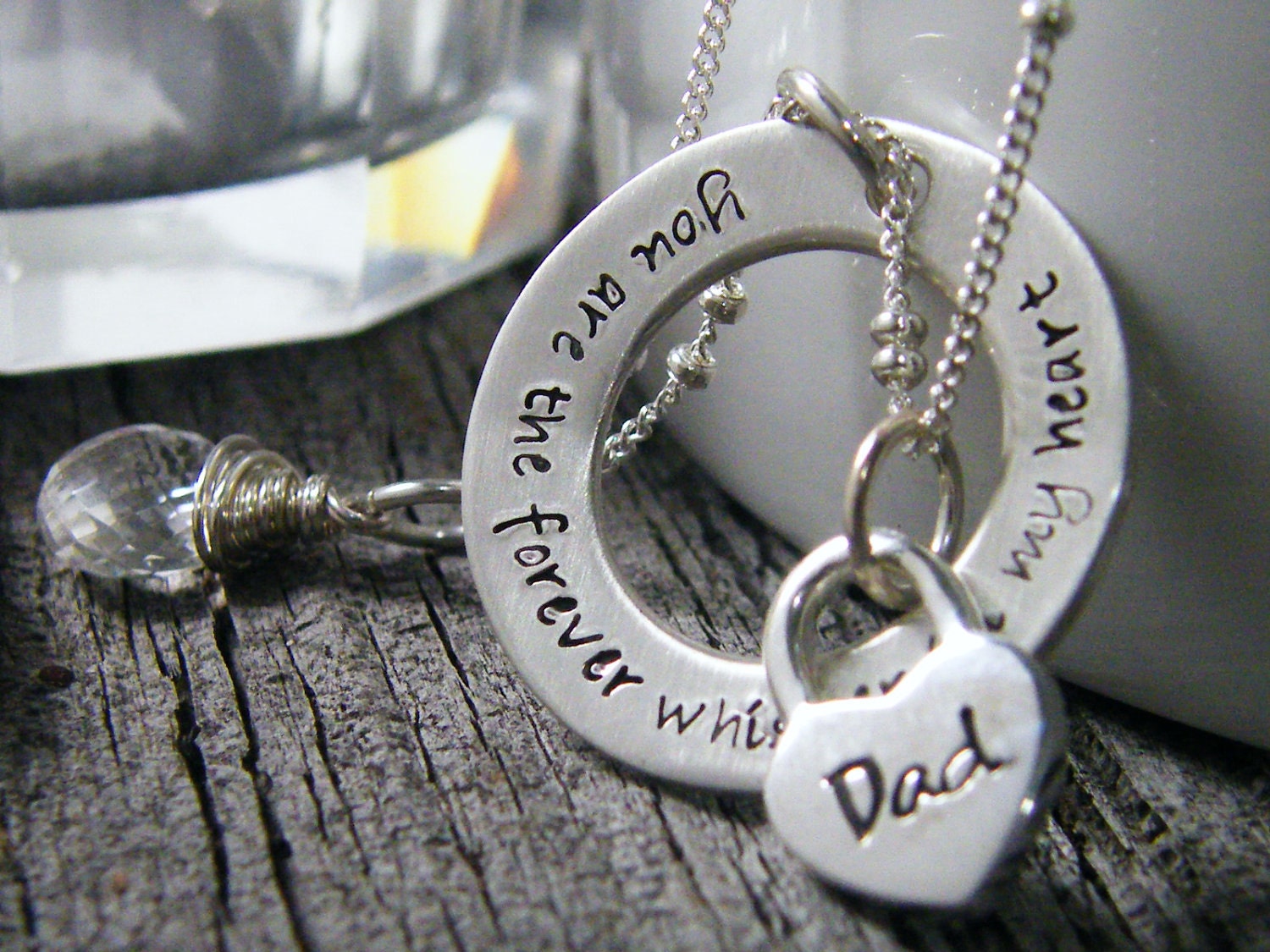 memory necklace mourning, grieving, bereavement, remembrance pure rox in print signature phrase custom initial sterling silver necklace
