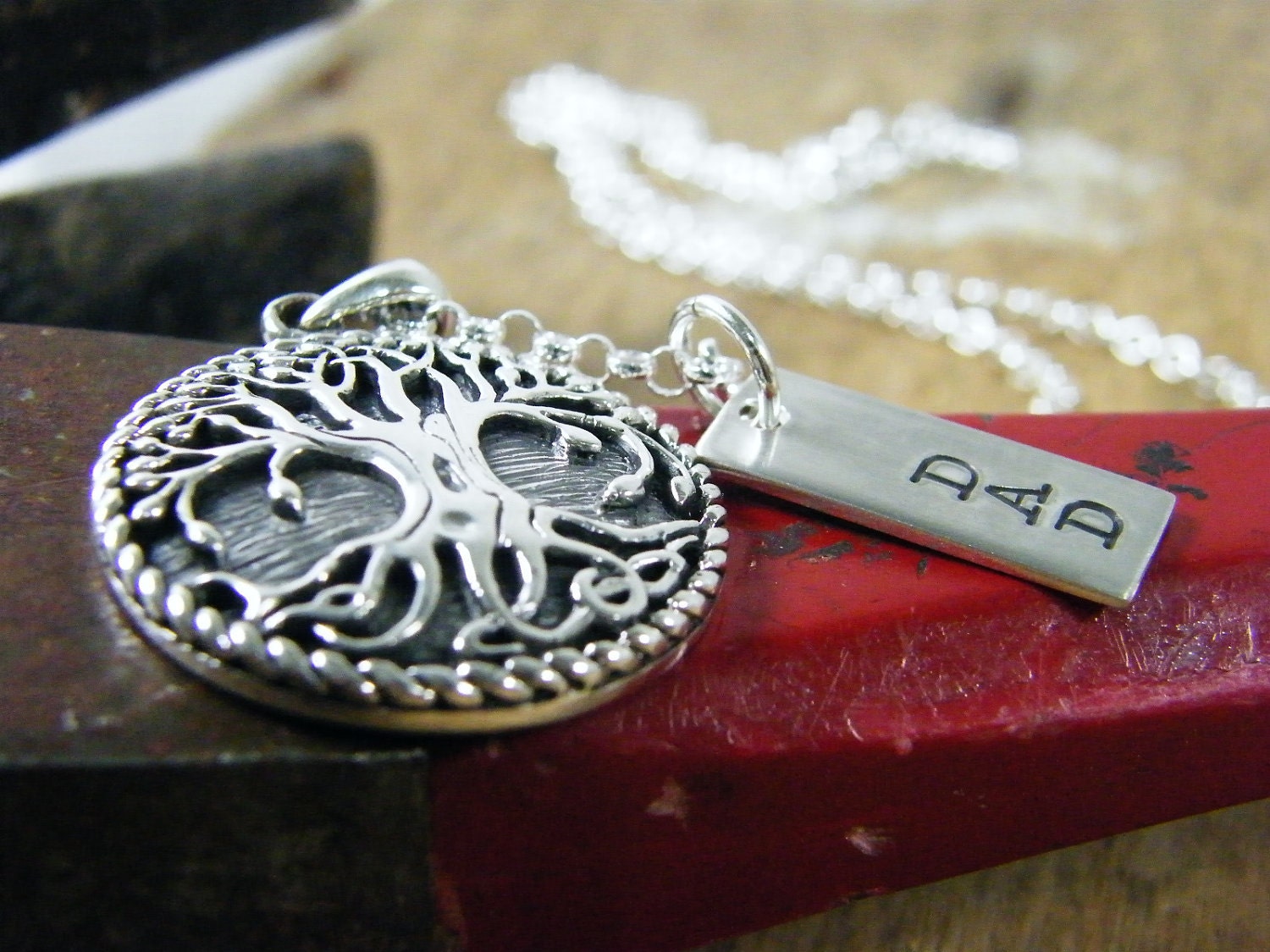 sturdy tree with dad tag sterling silver necklace fathers day