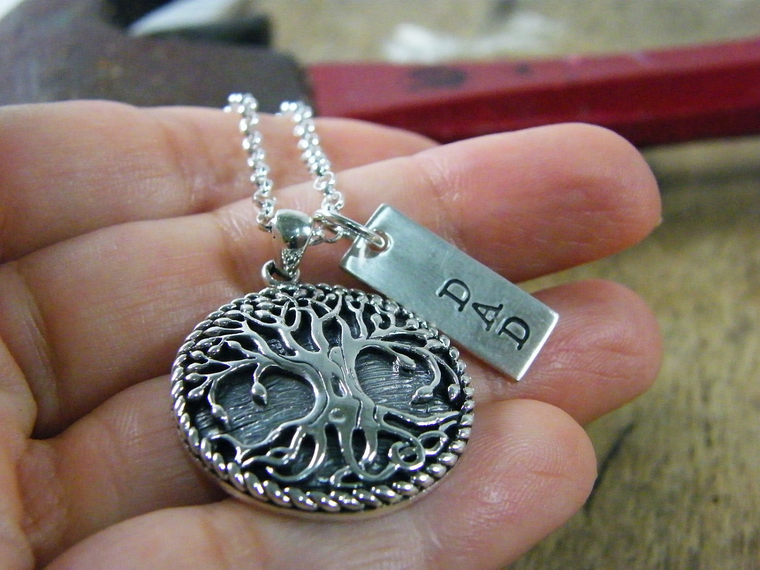 sturdy tree with dad tag sterling silver necklace fathers day