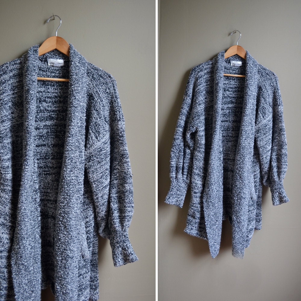 80s gray slouchy knit oversized sweater coat / avant garde draped