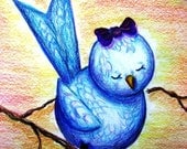 Note Cards - Prints of Original Art - "Bluebird of Happiness"  - 5"x7" -  set of 4 - Free Shipping