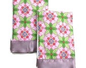 Premium Baby Girl Burp Cloth Set with Pink and Lavender Flowers